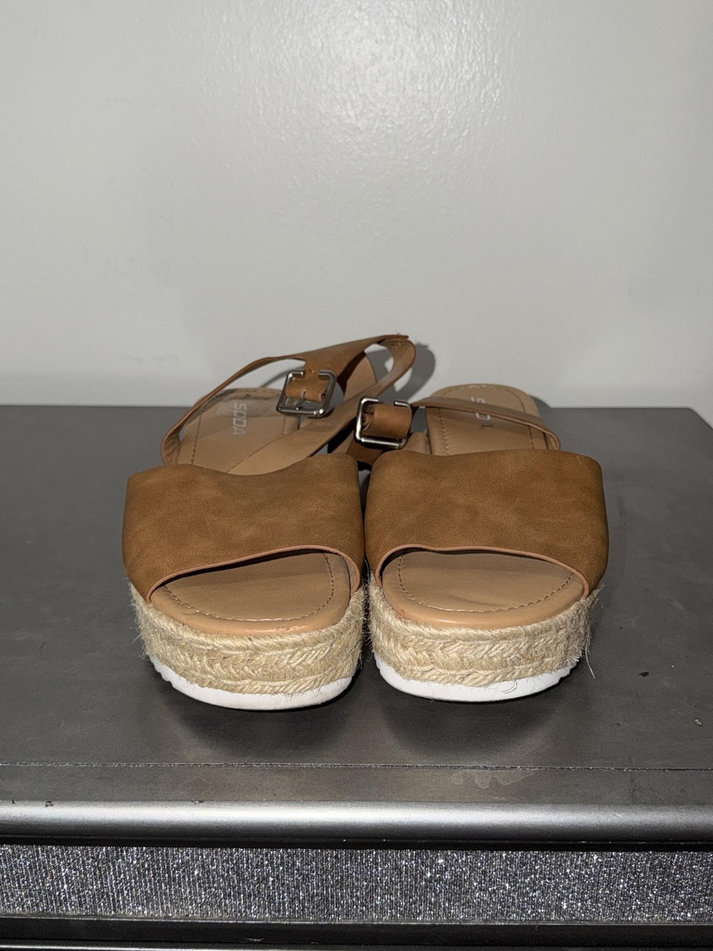 Women’s Tan Platform Espadrille Sandals - Casual Summer Slingback